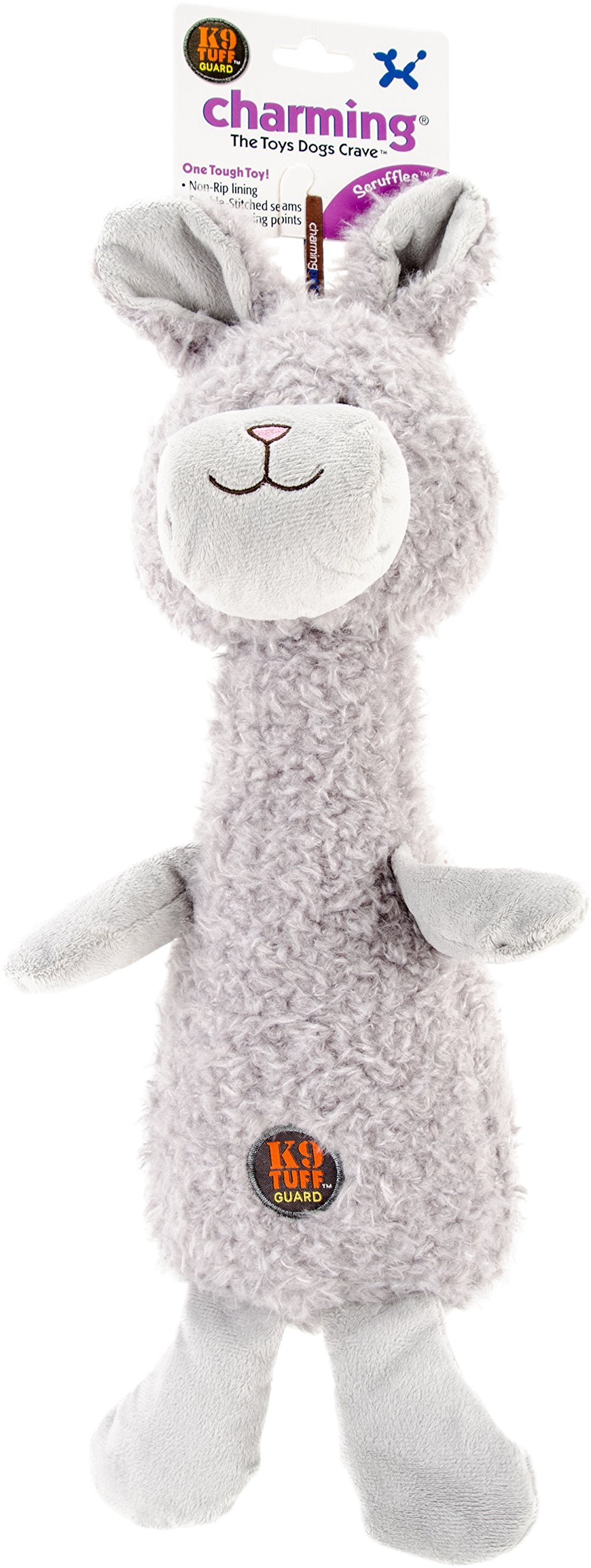 Outward Hound Scruffles bunny plush with squeaker for playful snuggles.