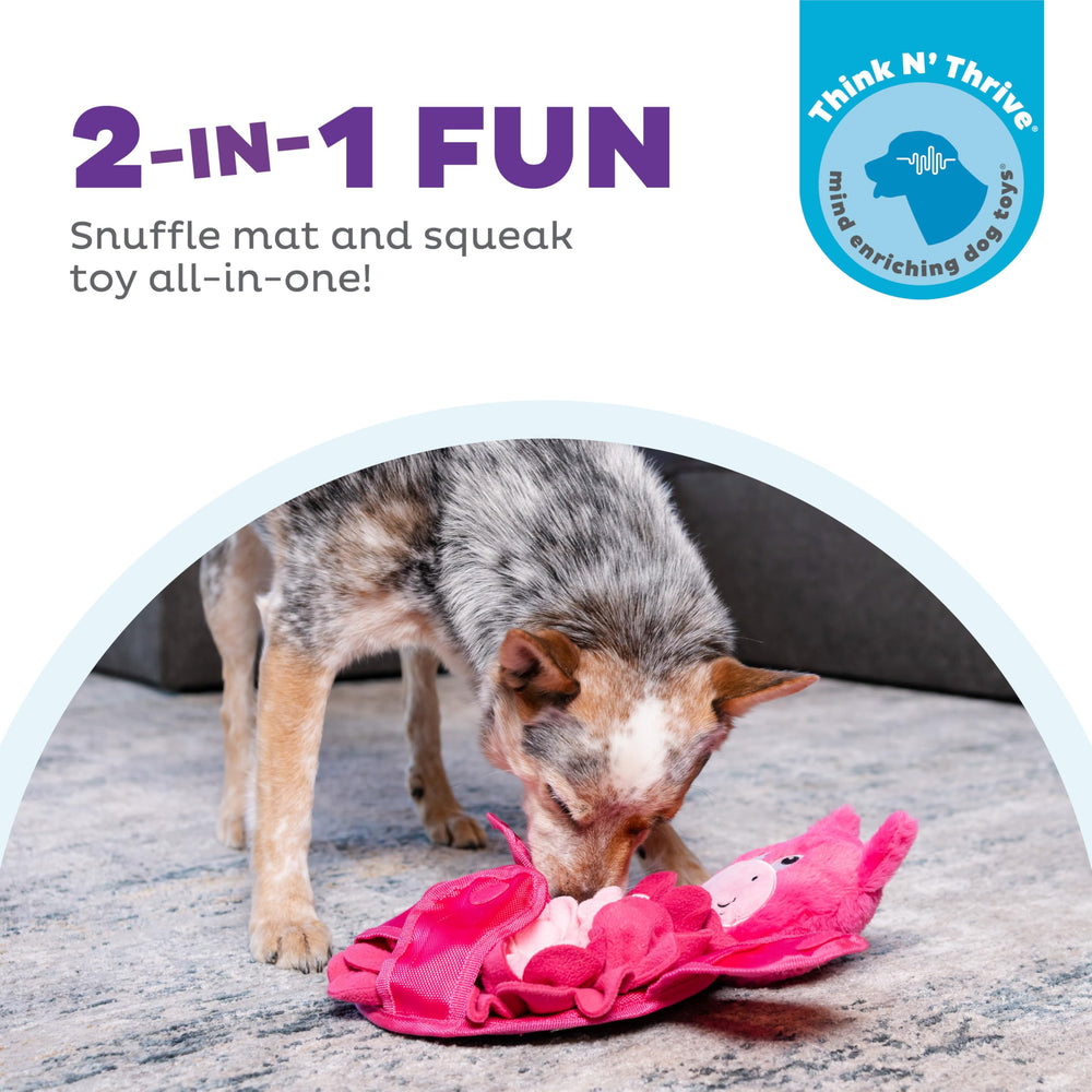 Outward Hound Snuffle Palz mat with non-slip base during puzzle activity.