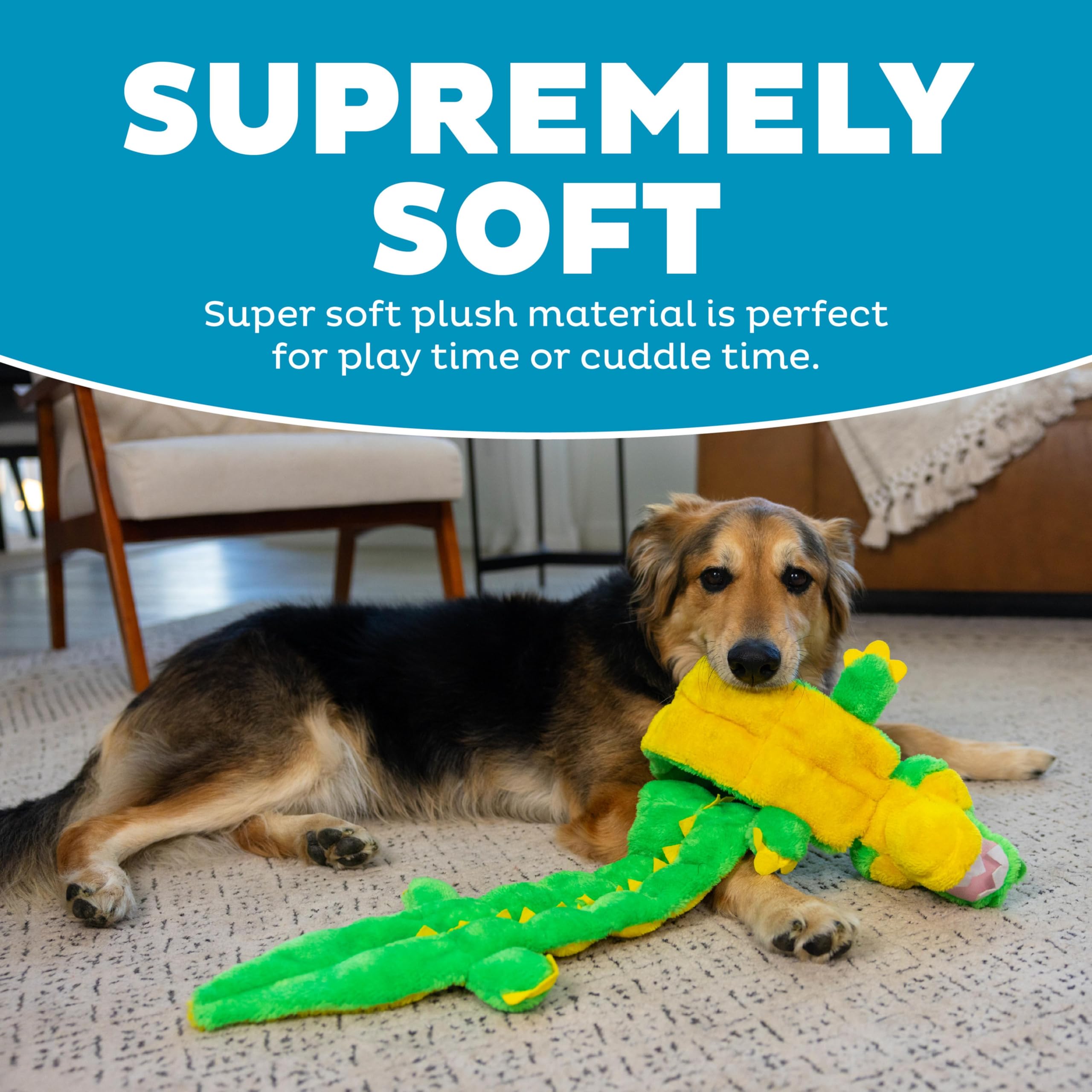 Outward Hound Squeaker Matz soft plush fabric gentle on gums and easy cleanup