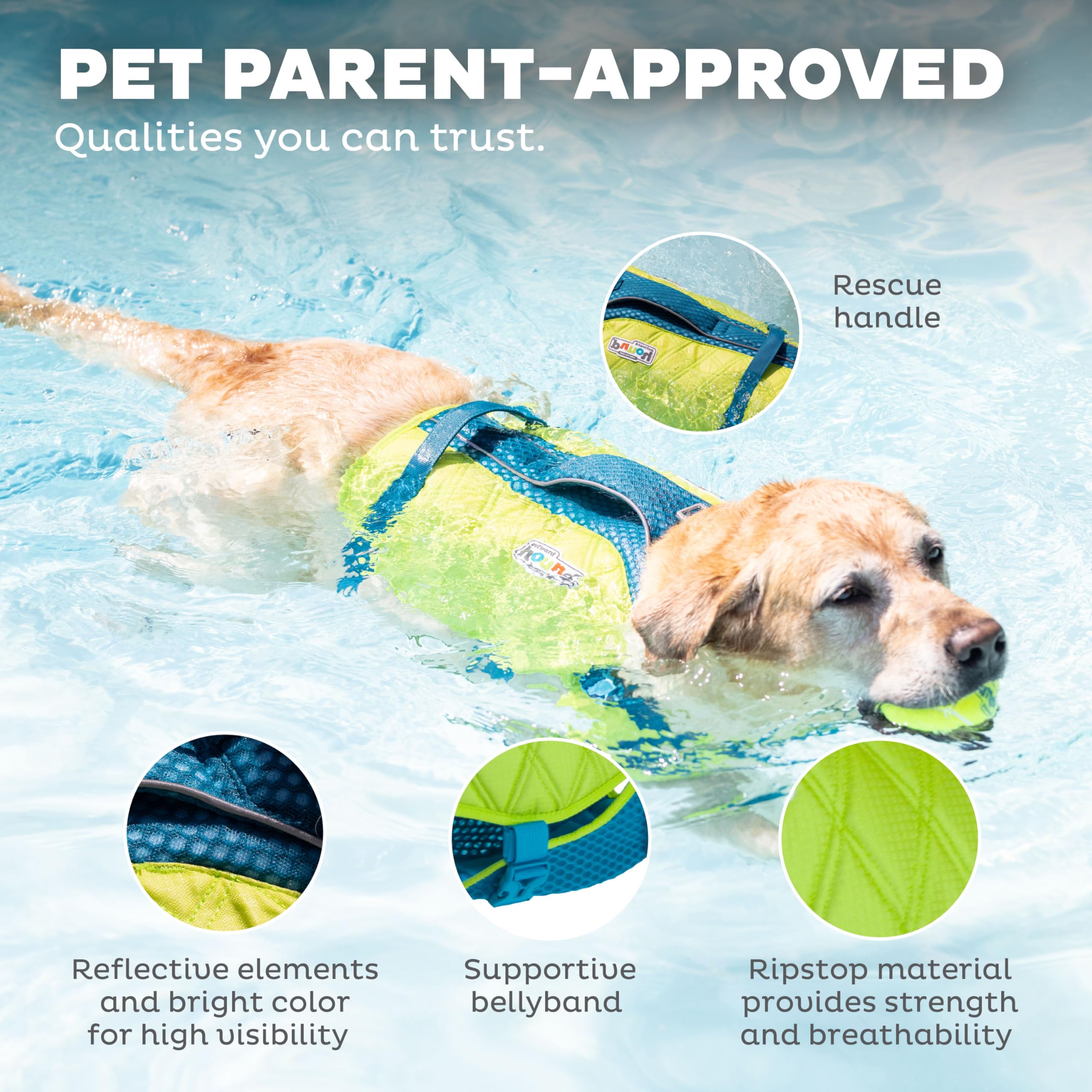 Outward Hound Standley Sport small grab handle aids safe lifting.