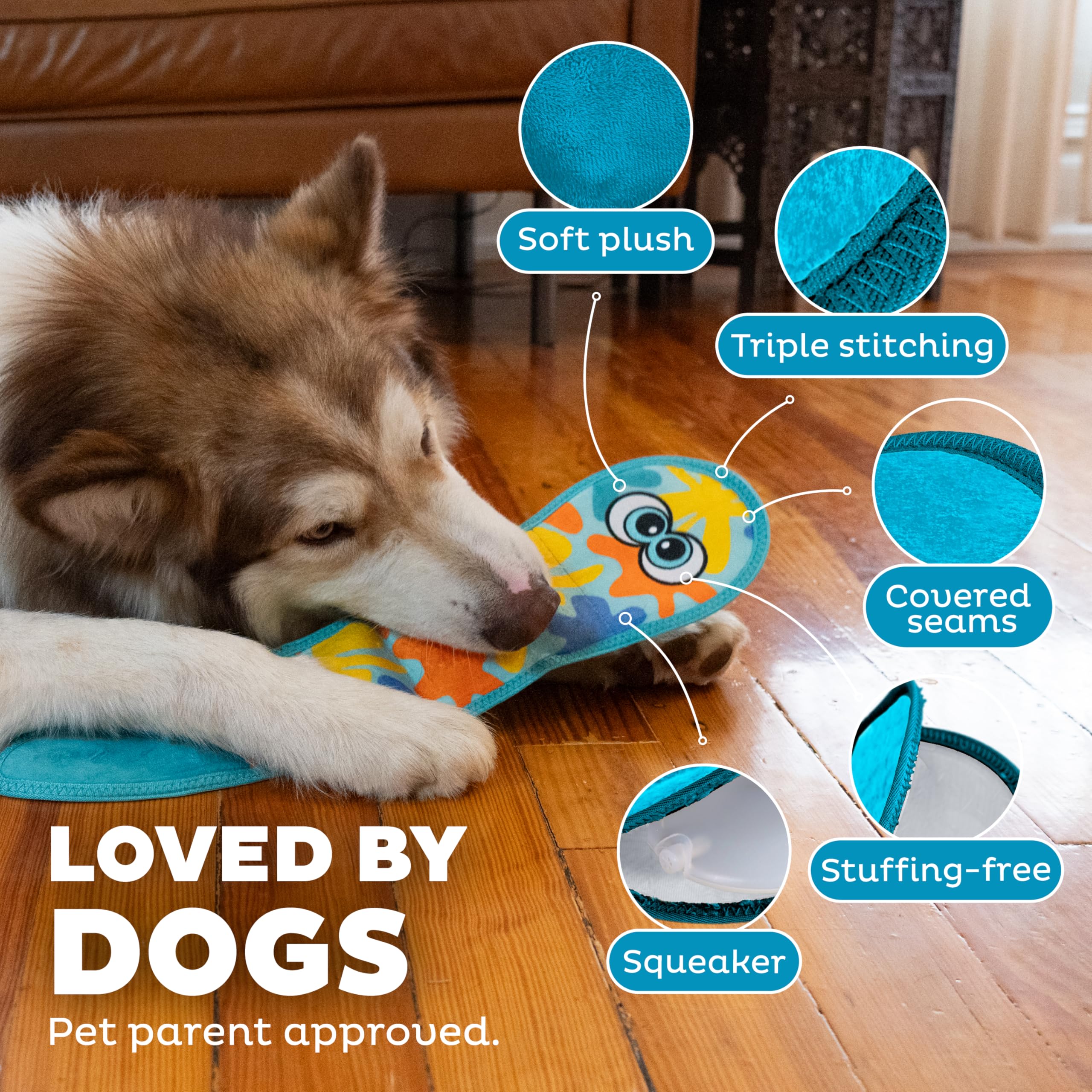 Outward Hound Tough Skinz stuffing-free design with jumbo squeaker for excitement