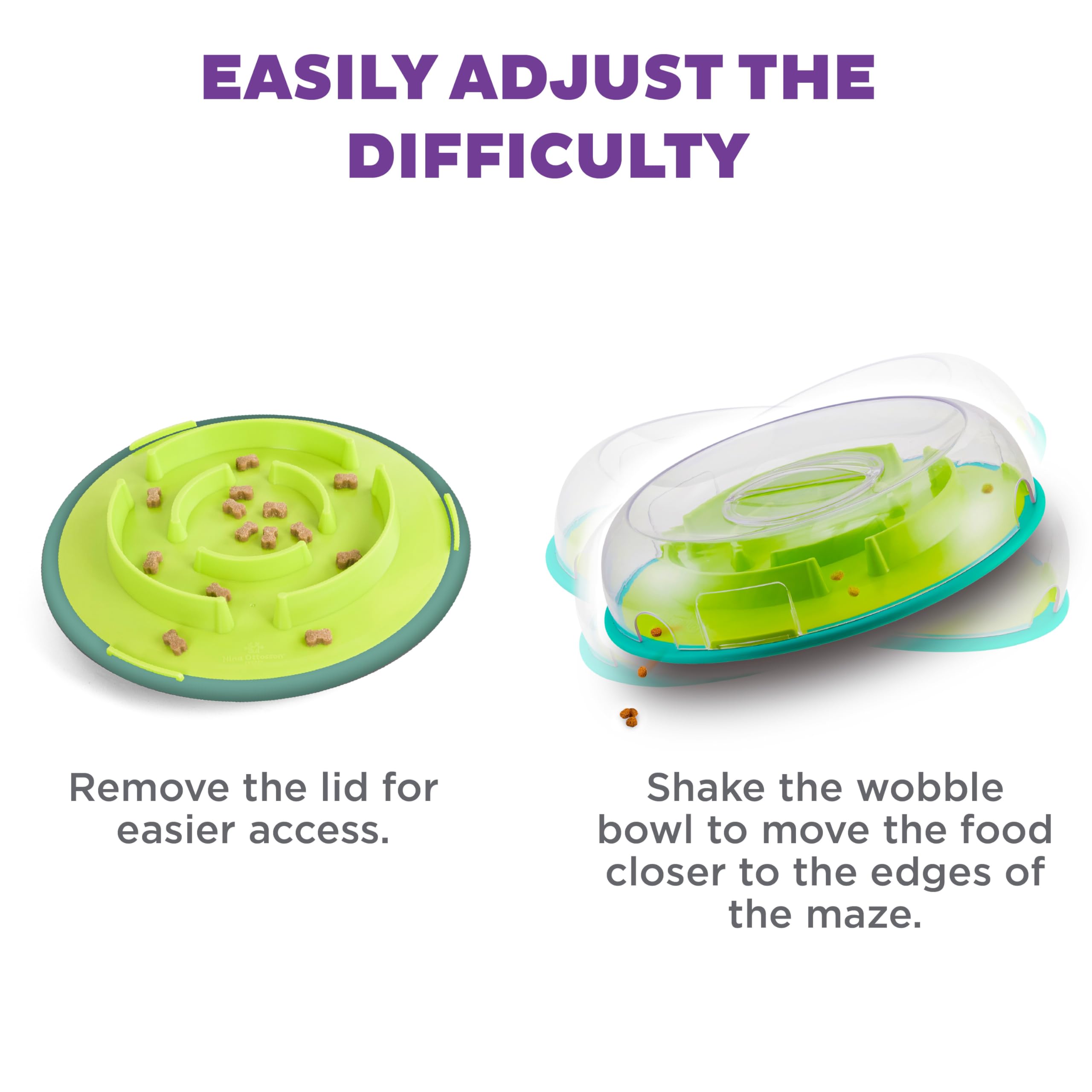 Outward Hound Wobble Bowl enrichment toy helps redirect boredom behaviors.