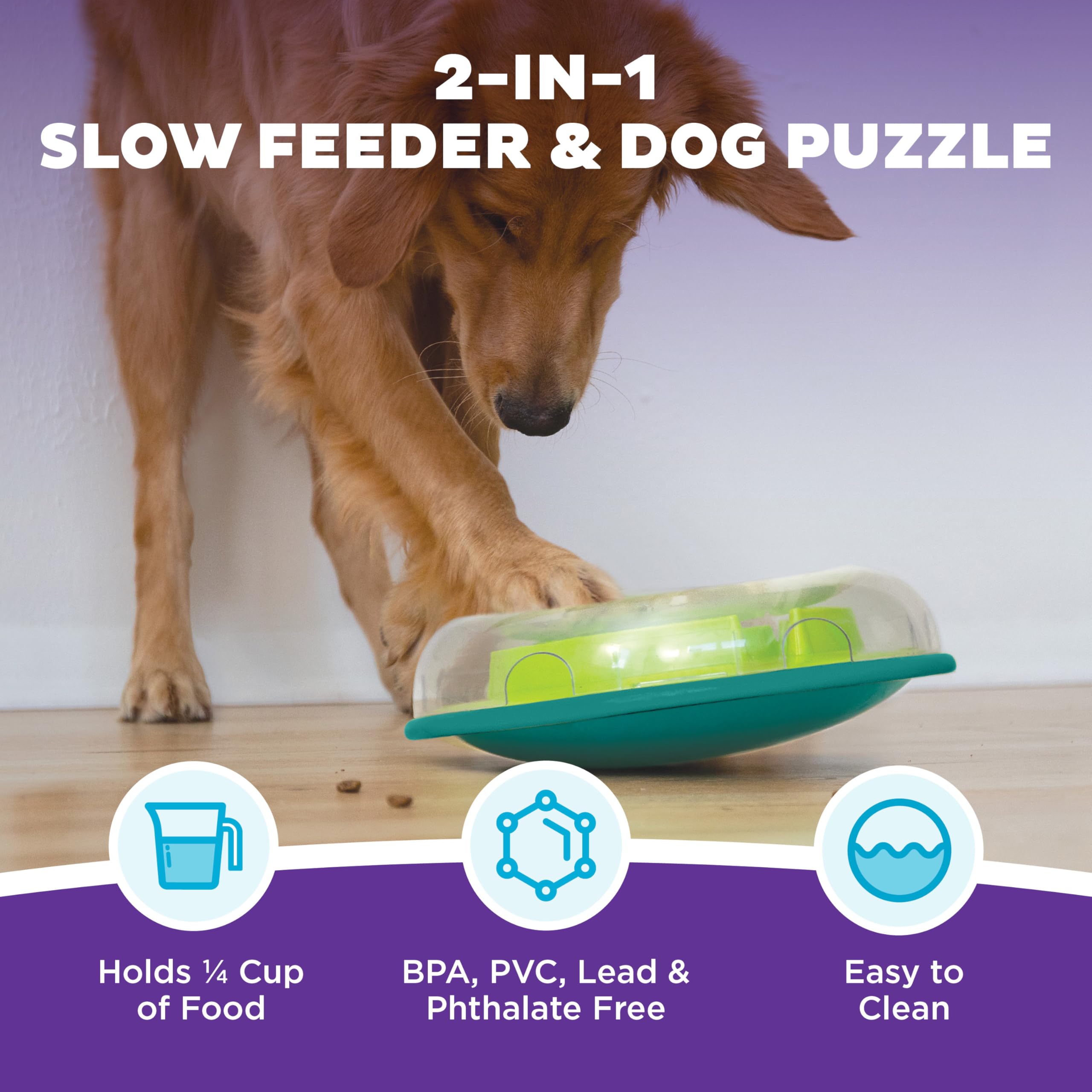 Outward Hound Wobble Bowl inner-maze design encourages paw and nose exploration.
