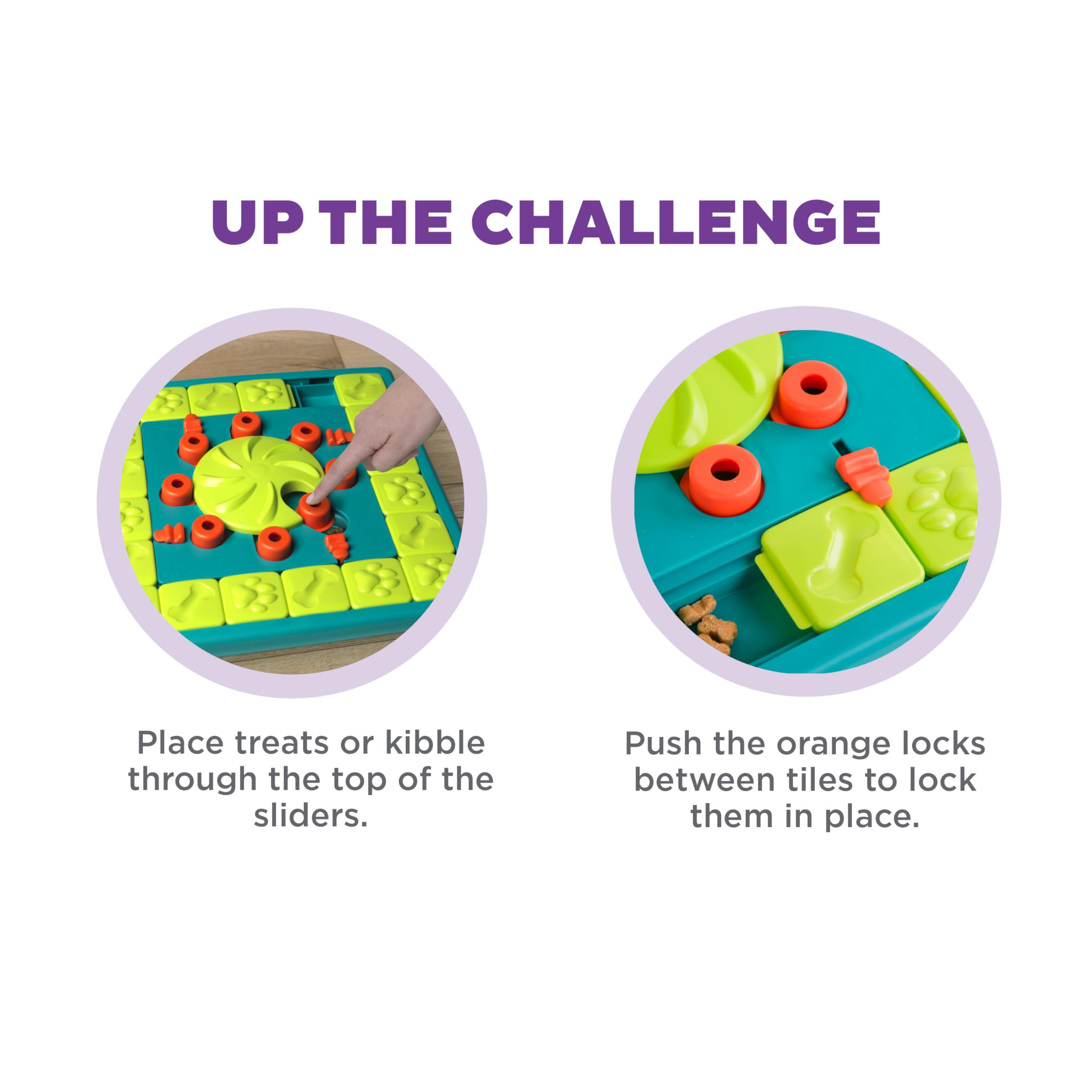 Outward Hound Multipuzzle mealtime slow feeder adds challenge to kibble.
