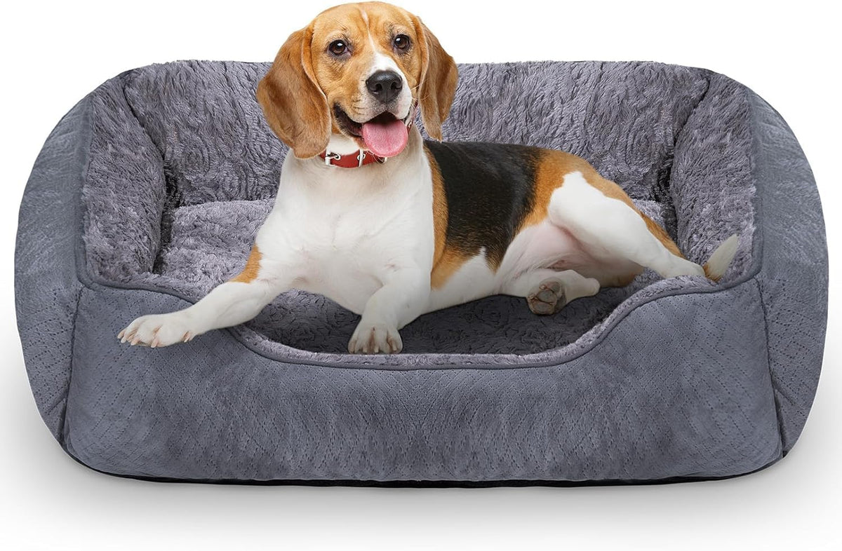 Oveppy raised-sides dog bed supports head and neck for peaceful naps.