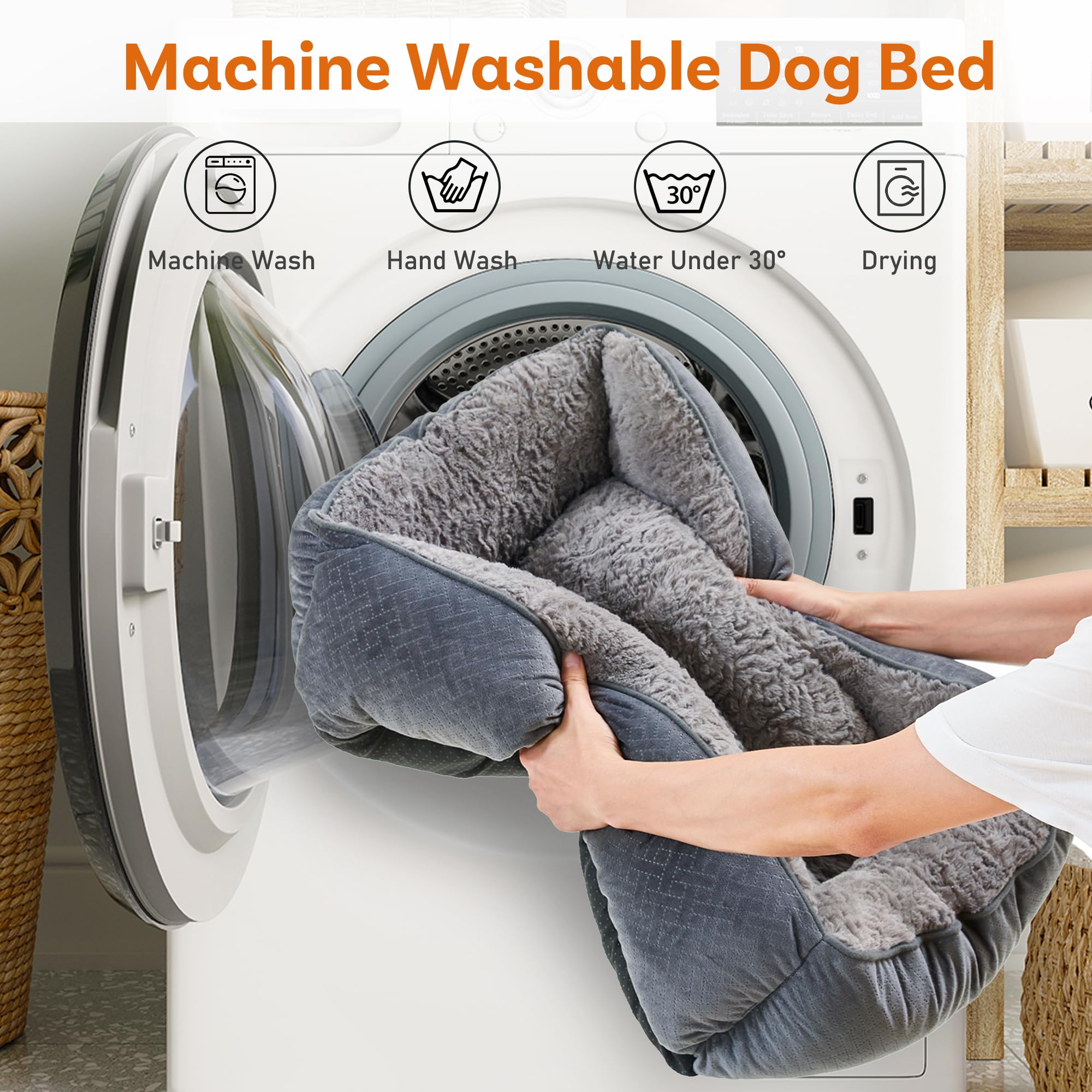 Oveppy machine-washable bed for easy cleaning and quick refresh.