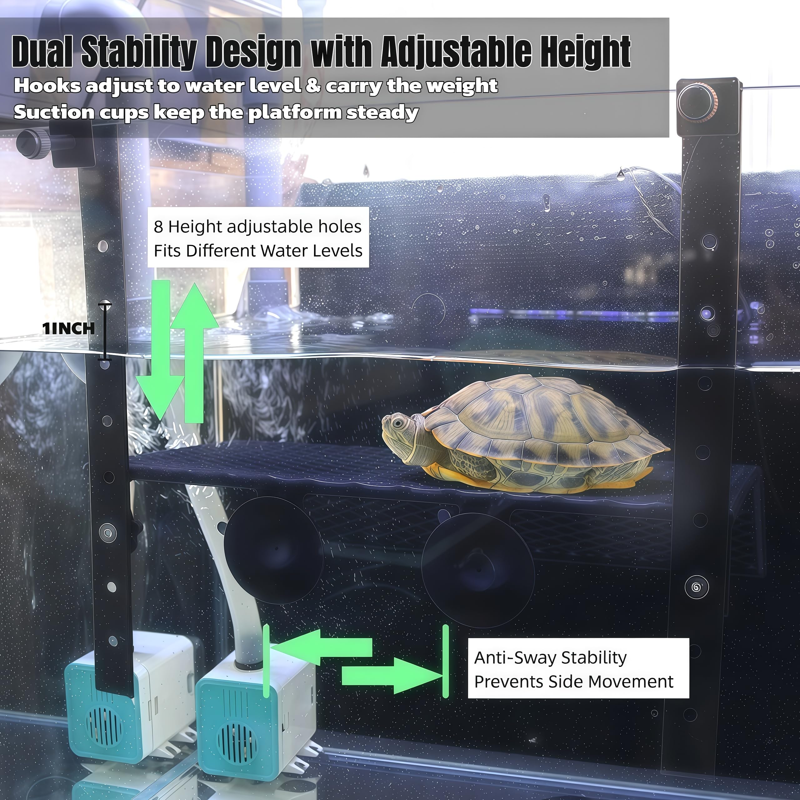 Ovimyne turtle basking platform built-in ramp aids climbing and drying