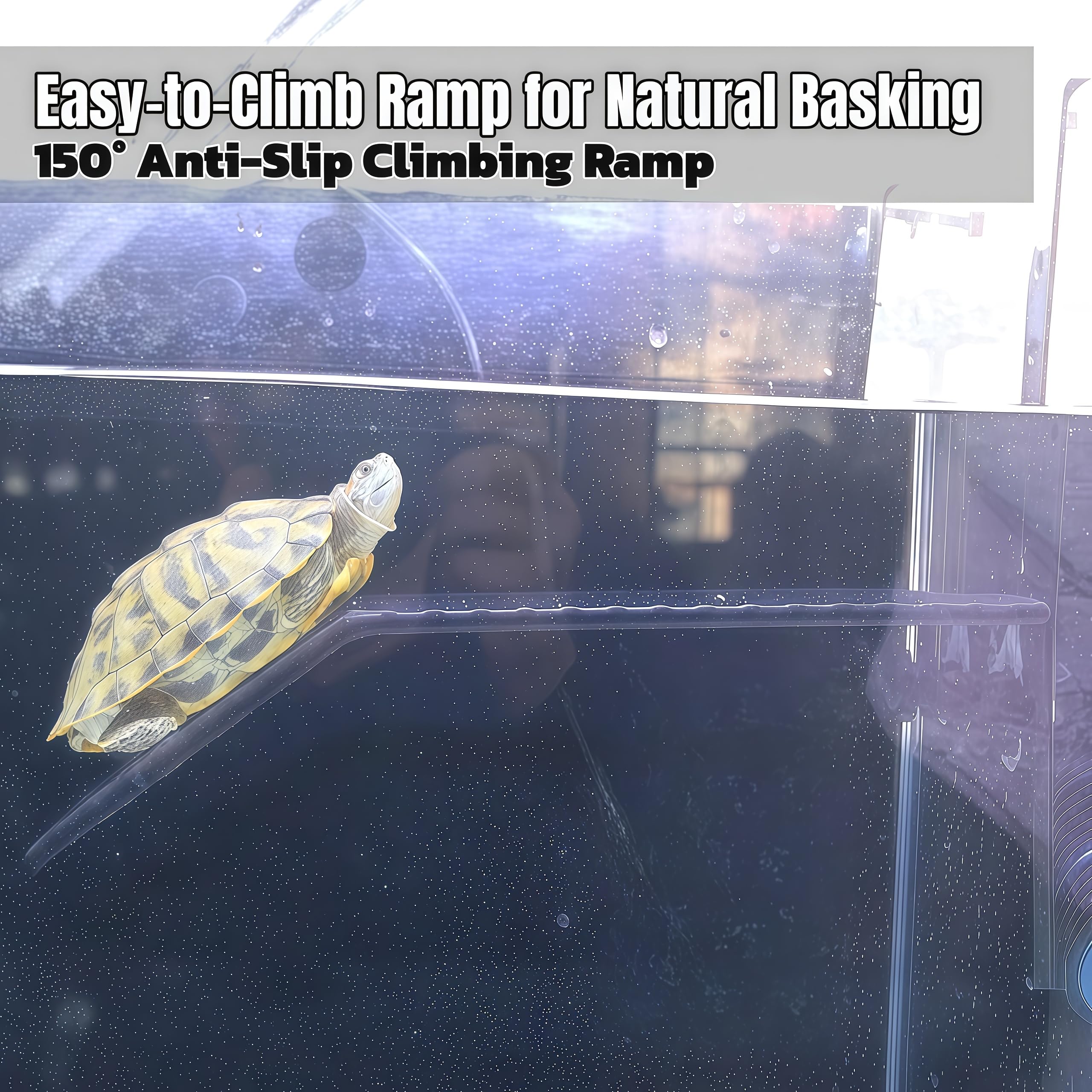 Ovimyne turtle basking platform in-use shows elevated basking area