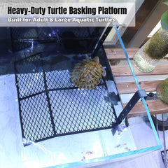 Ovimyne turtle basking platform side view highlights dual hooks and stability