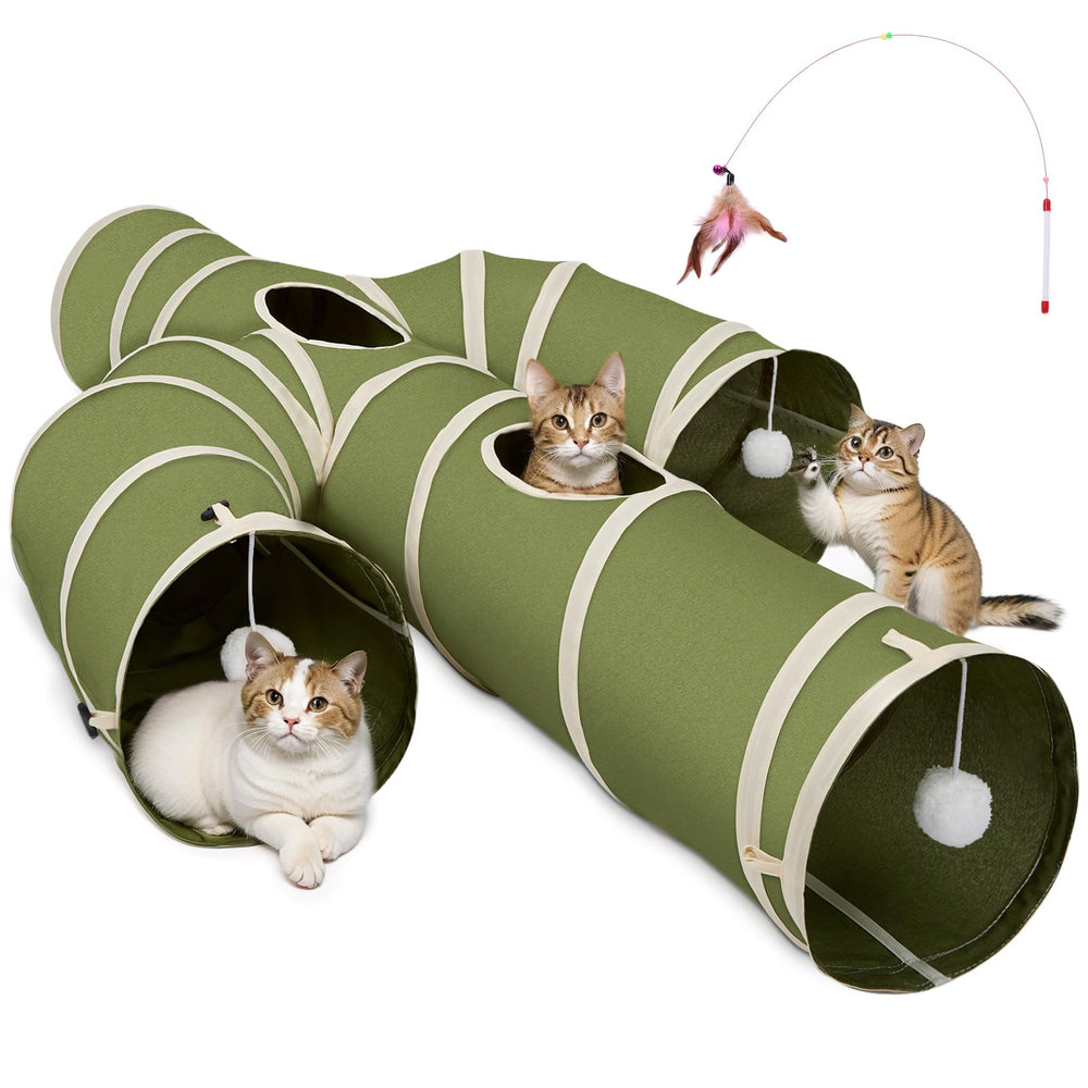 Ownpets cat tunnel large diameter in green cactus shape, ideal for spacious indoor play.