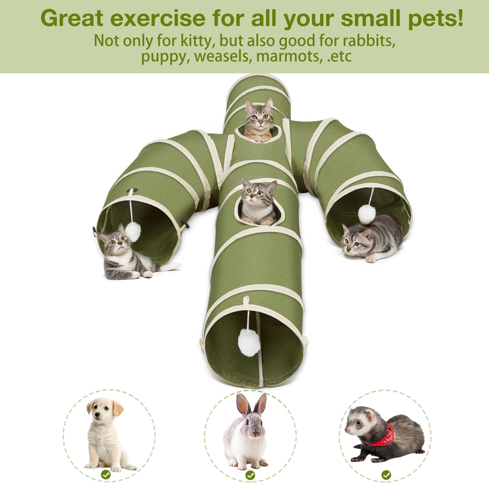 Ownpets cat tunnel connectable system enables expanding play space in green.