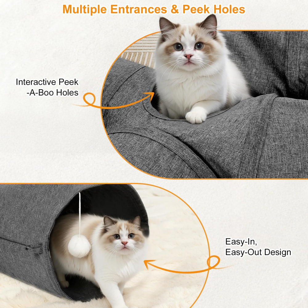 Ownpets cat tunnel with feather toy promotes curiosity and active movement
