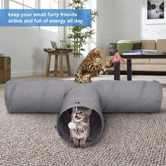 Ownpets cat tunnel includes drop ball and peep holes to explore.