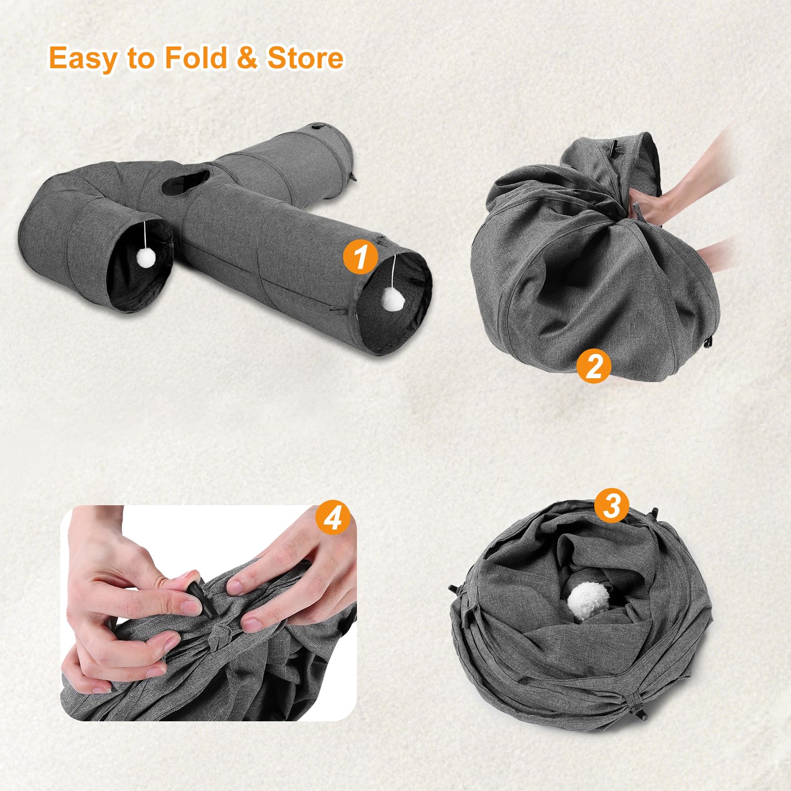 Peep holes provide peek-through play in the Ownpets cat tunnel