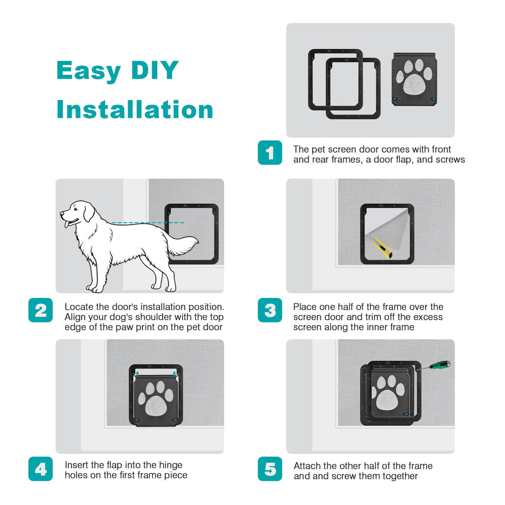 Ownpets dog screen door paw-mesh design adds playful style to doorway.