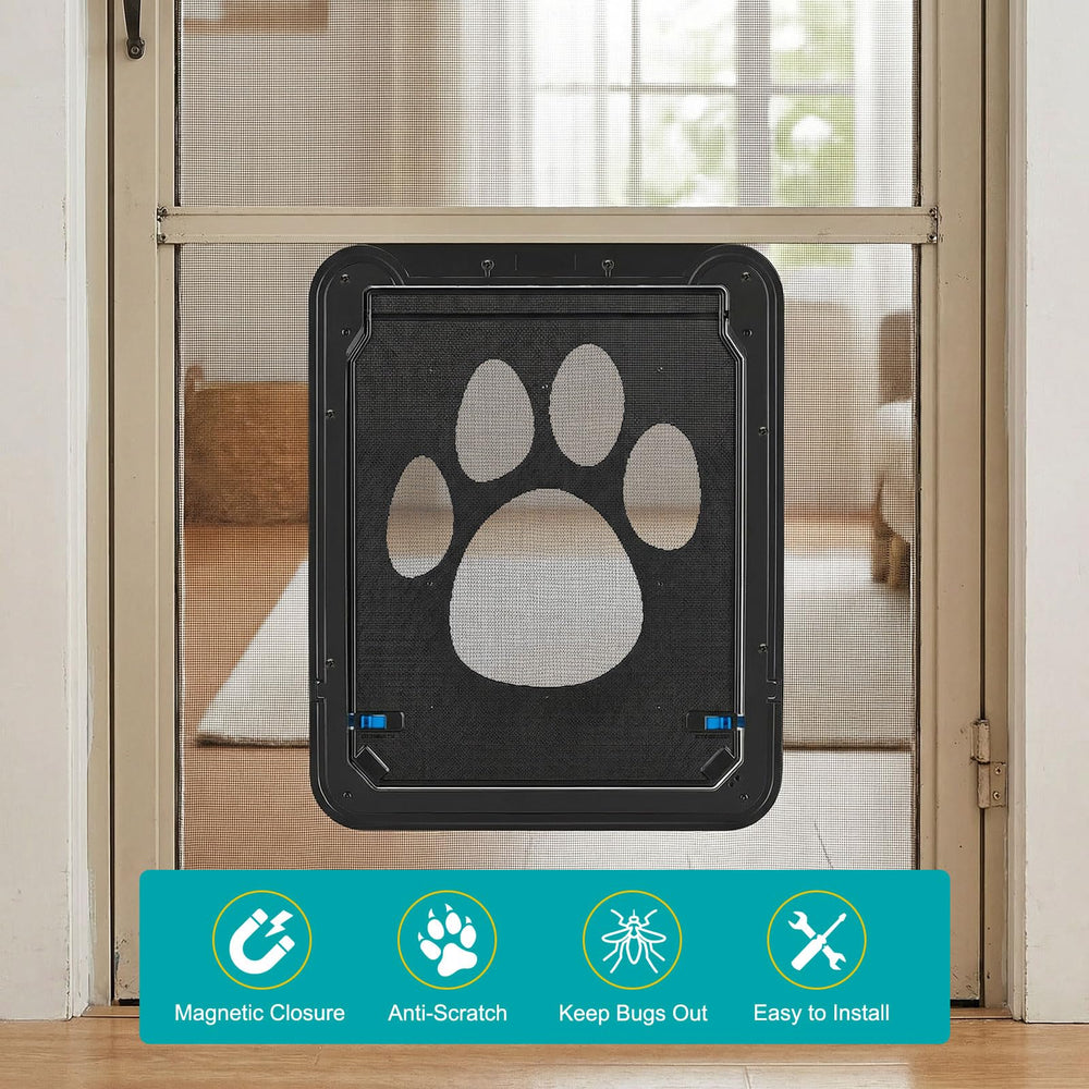 Ownpets dog screen door supports pets up to 80 pounds for versatile access.