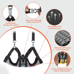 Close-up of reinforced straps on the Ownpets hammock for safer grooming