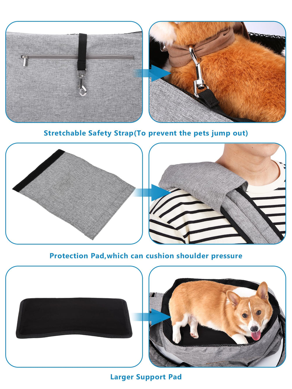 Adjustable strap on Ownpets sling carrier for a personalized fit