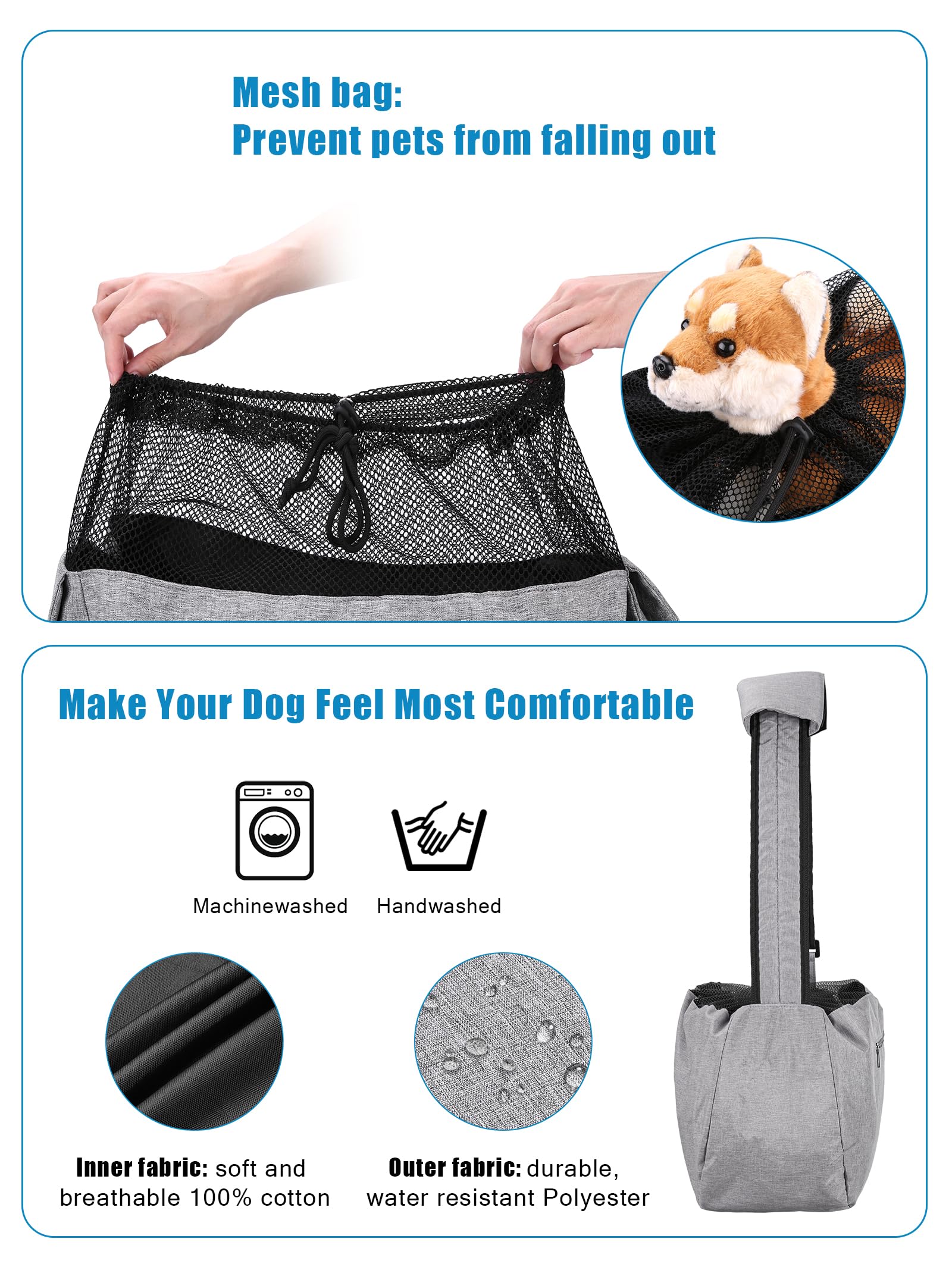 Collar hook feature on Ownpets sling carrier enhances pet security