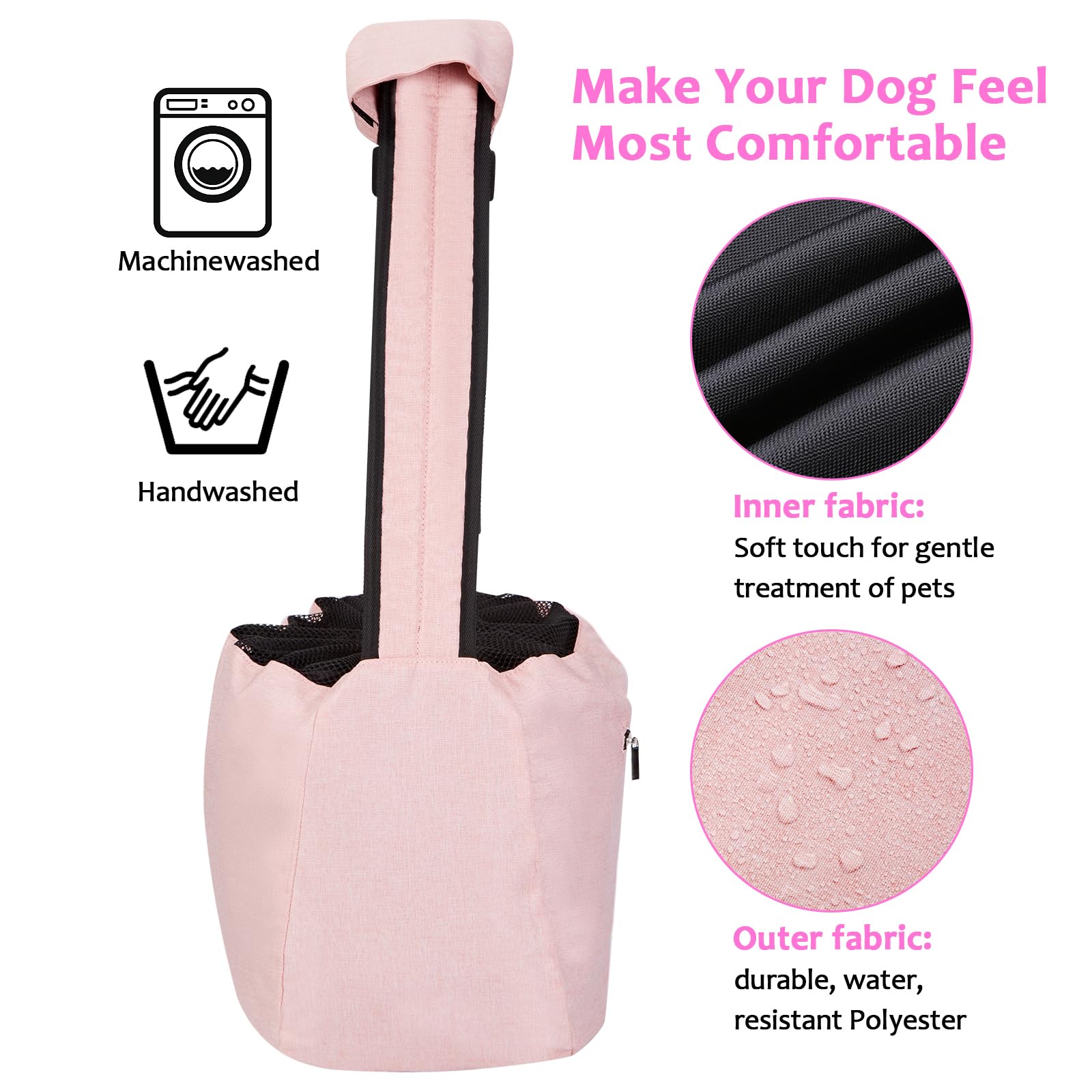 Ownpets pink sling folds flat for easy storage when not in use