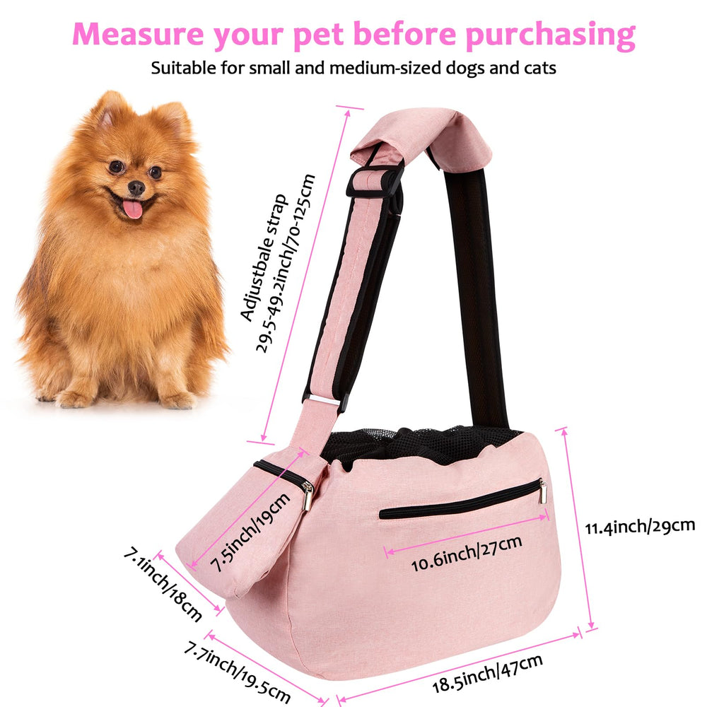 Ownpets sling supports small to medium dogs and cats comfortably