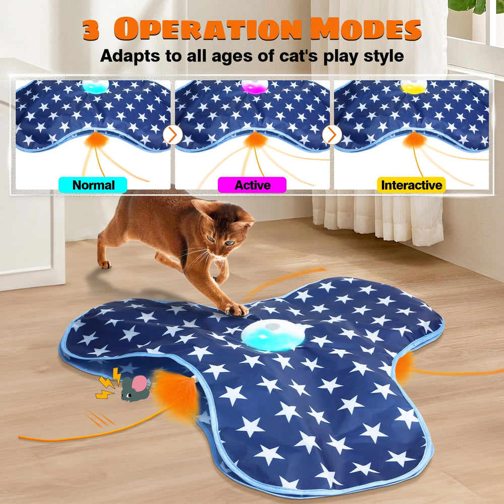Oxawo chirping mouse with LED lights attracts cats at night.