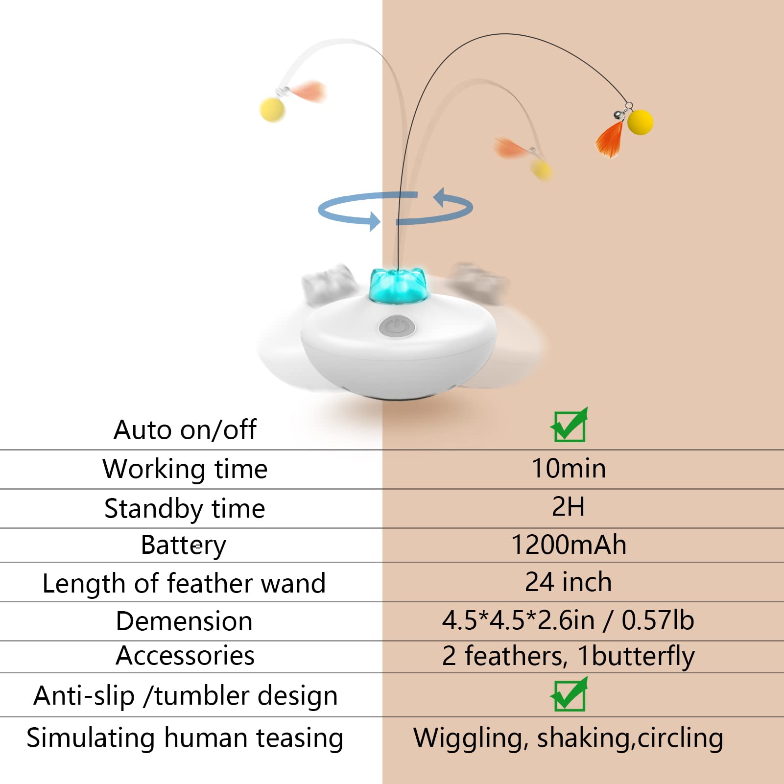Oxawo extra-long feather wand adds extended chasing opportunities.