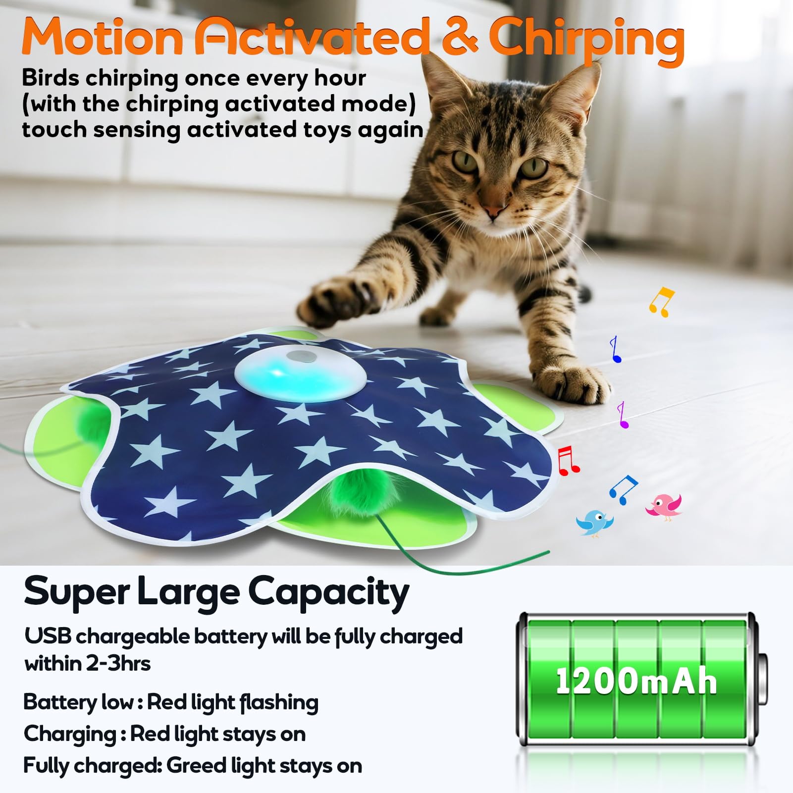 Oxawo built-in 1200mAh rechargeable battery for long playtime