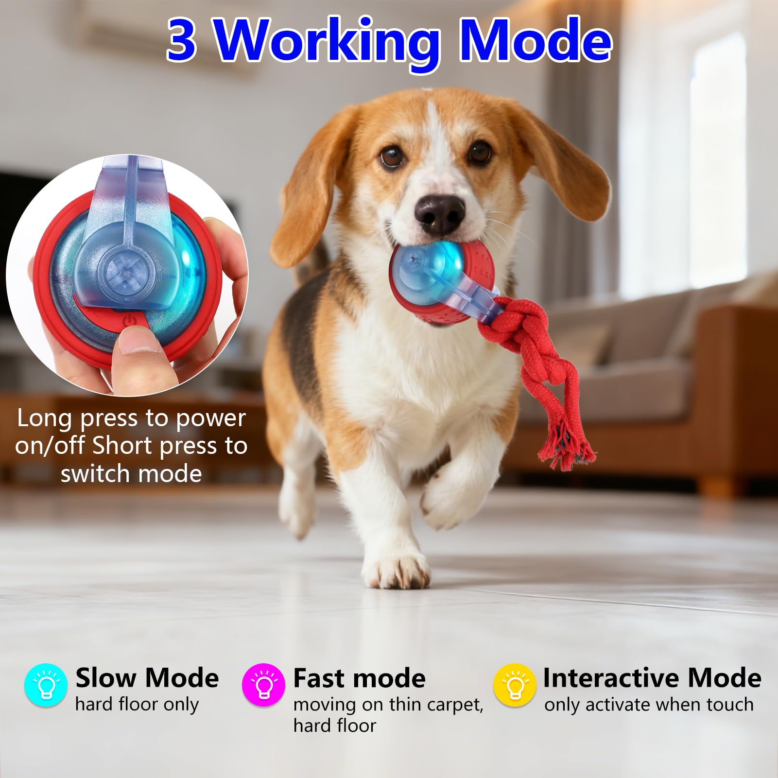 Oxawo Wiggles Ball LED indicators show power mode