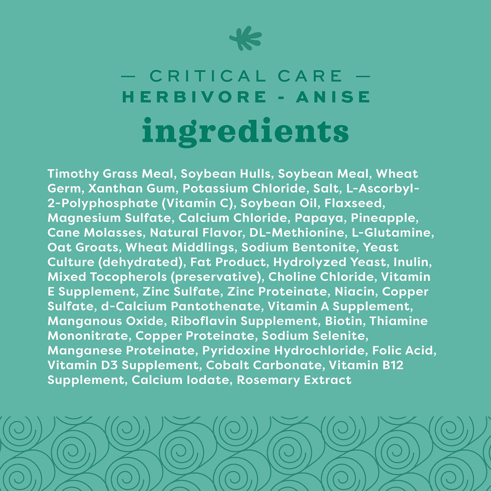 Oxbow Critical Care Herbivore used in a veterinary clinic setting to support recovery.