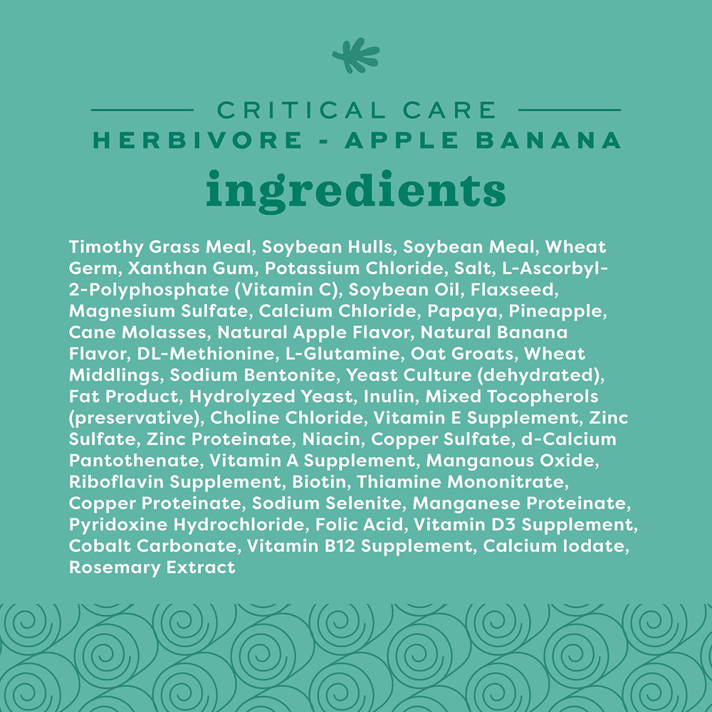 OXBOW Critical Care Herbivore veterinarian-recommended supplement for small herbivores.