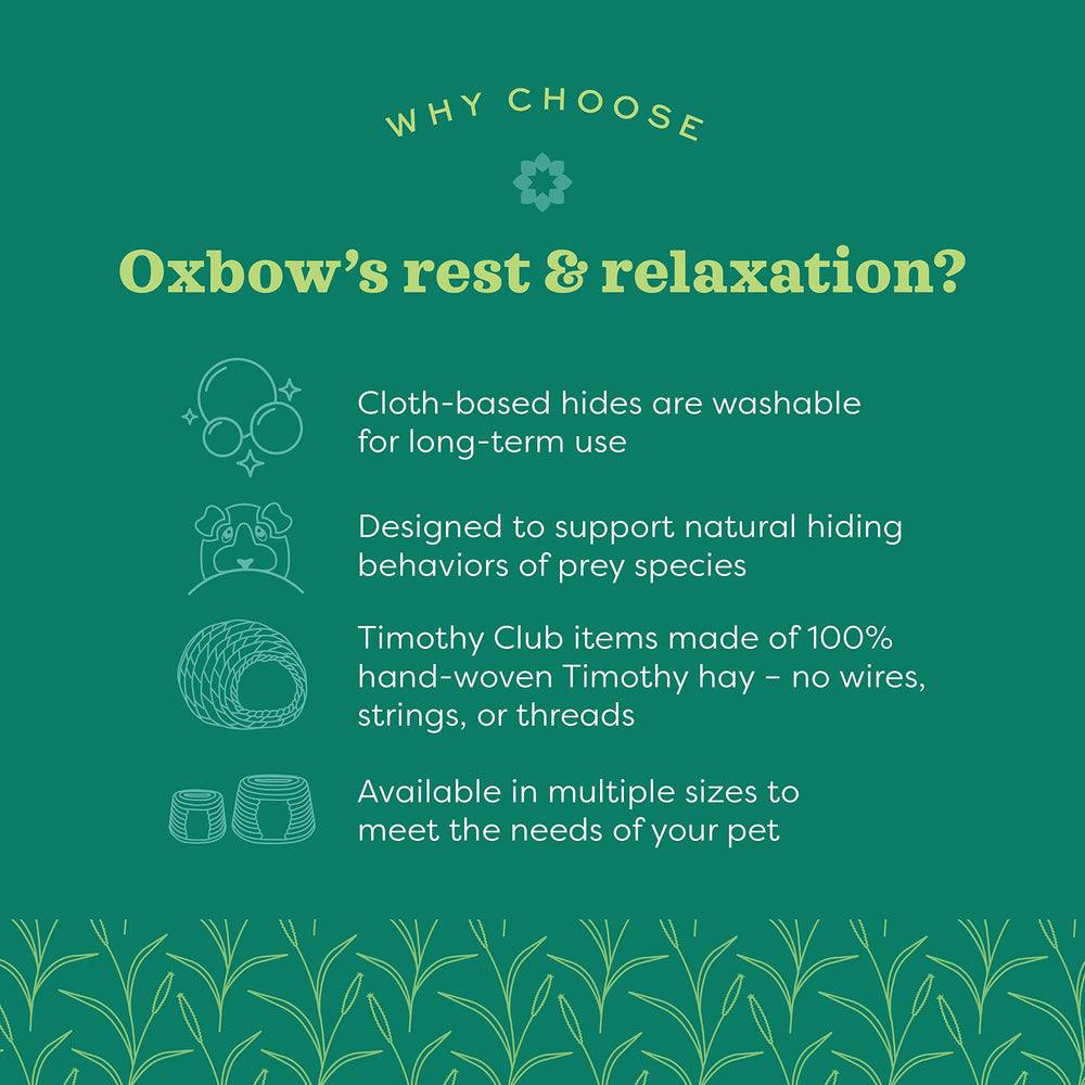 Oxbow Enriched Life Cozy Cave durable fleece—long-lasting and easy to clean.