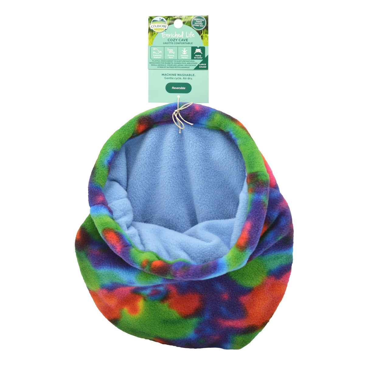 Oxbow Enriched Life Cozy Cave front view—plush hideout for nesting and resting.