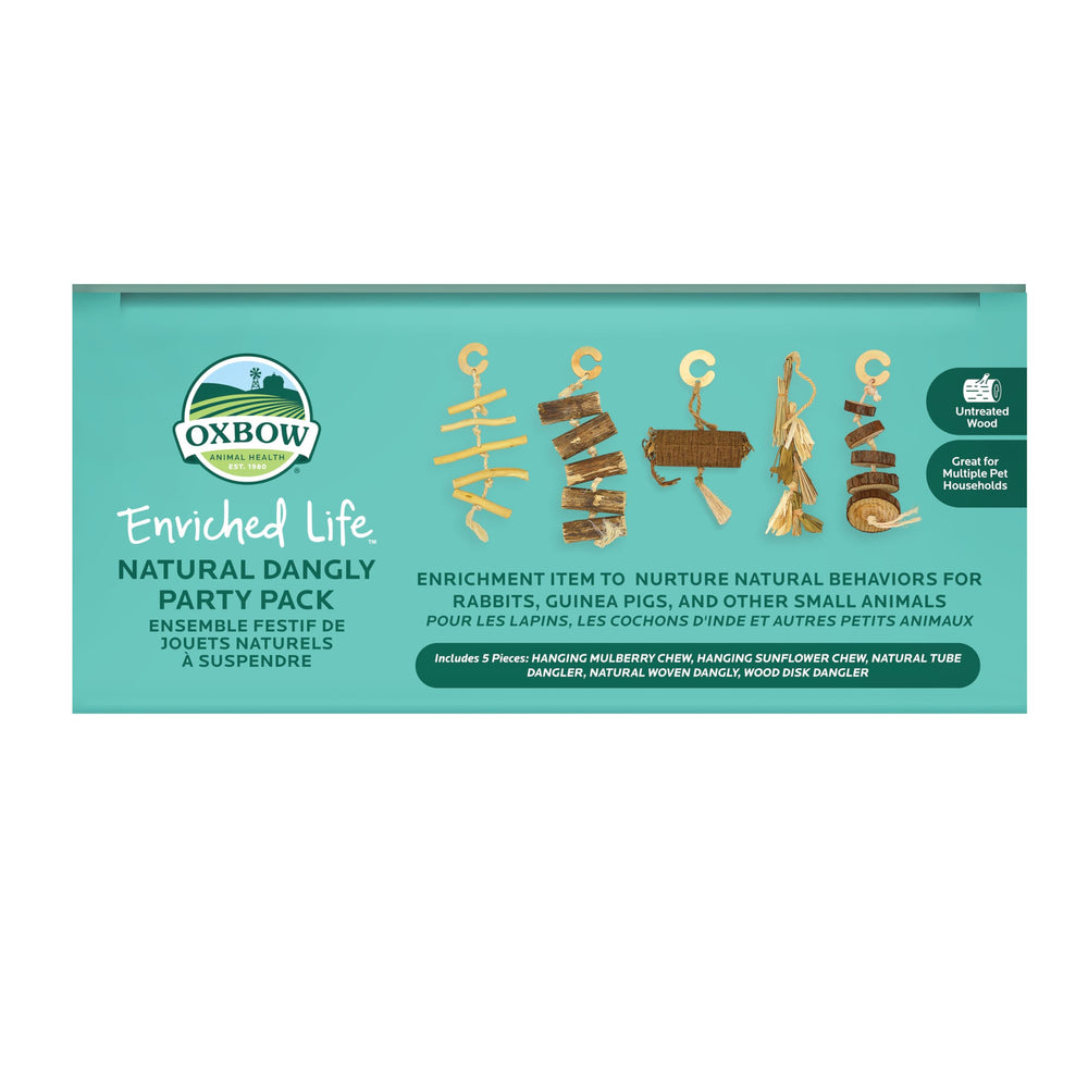 Oxbow Enriched Life dangly-multi-pet-toy-pack, engages households with varied textures for multiple pets.