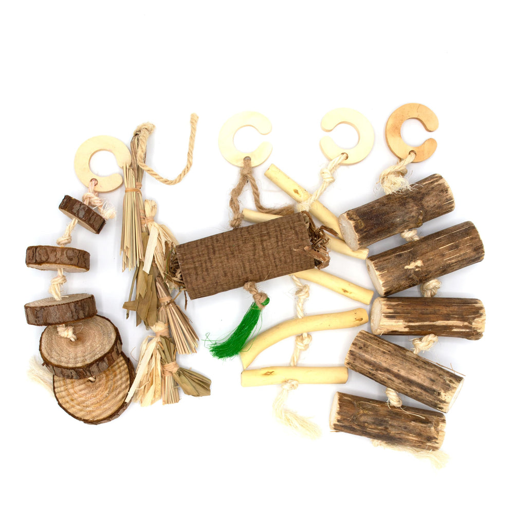Oxbow Enriched Life dangly pack-willow-toy, textured chew promotes activity and exploration.