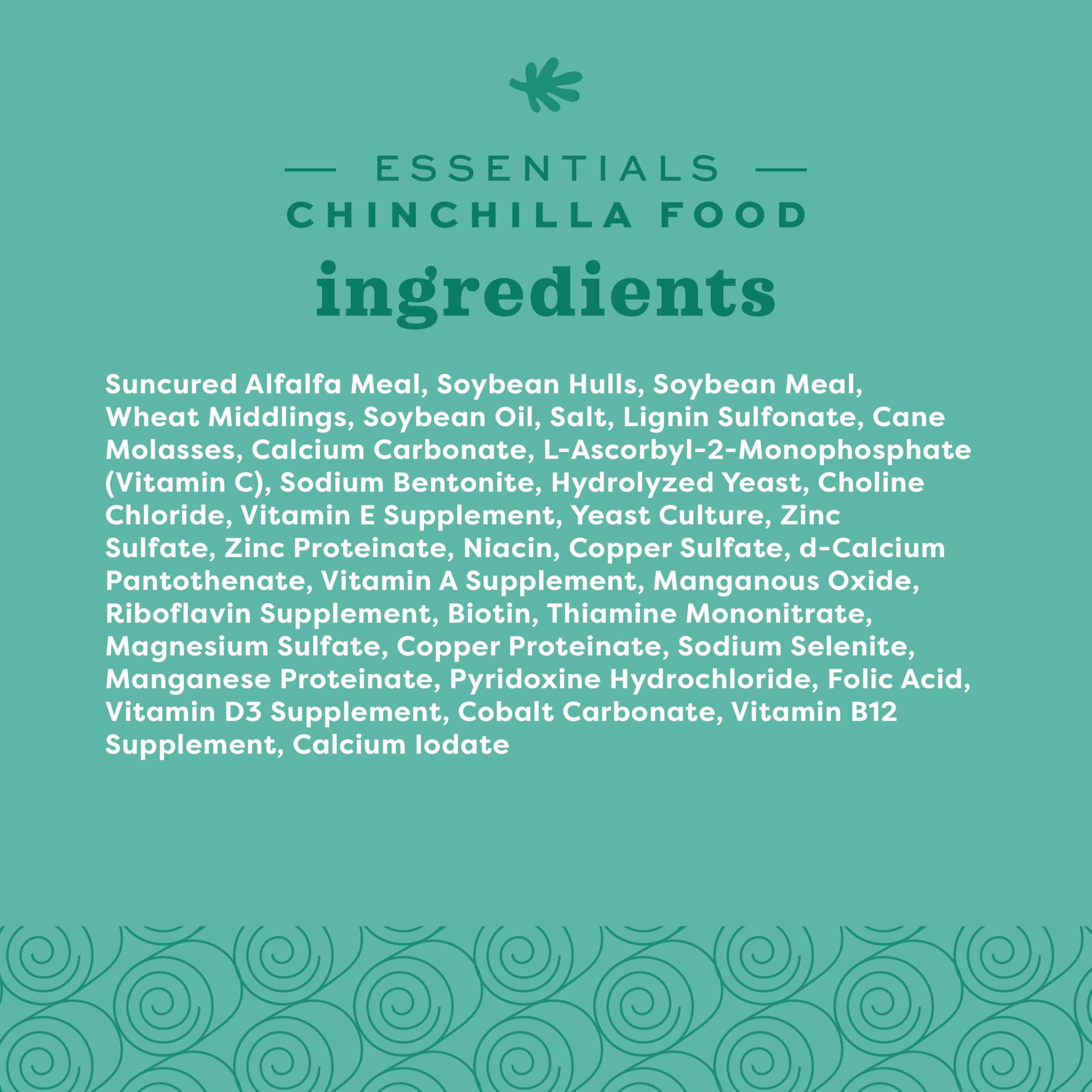 Oxbow Essentials Chinchilla Food packaging with scoop suggests easy portion control.