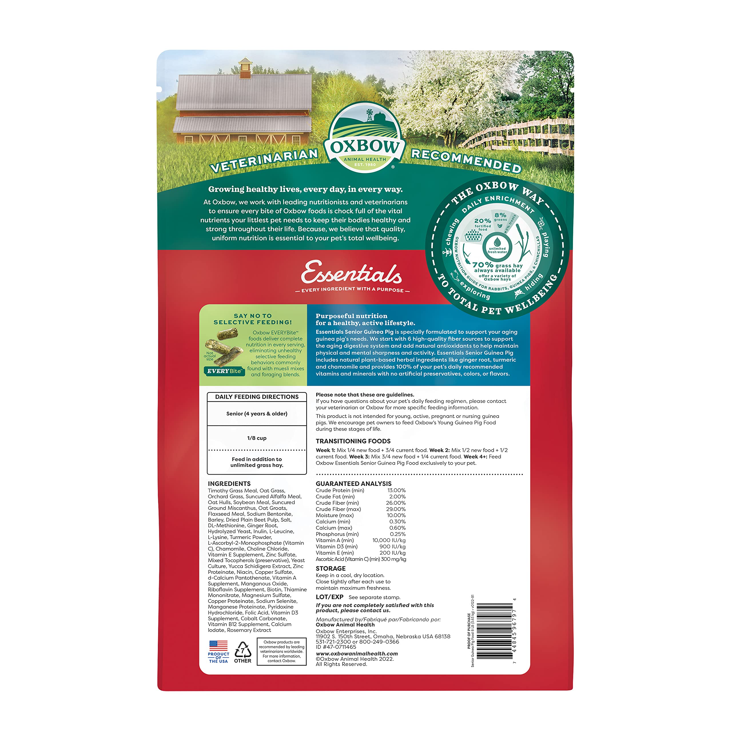 Oxbow Essentials Senior Guinea Pig Food pellets close-up with uniform nuggets for steady intake