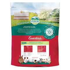 Oxbow Essentials Young Rabbit Food in a dining bowl, illustrating uniform pellets for balanced intake.