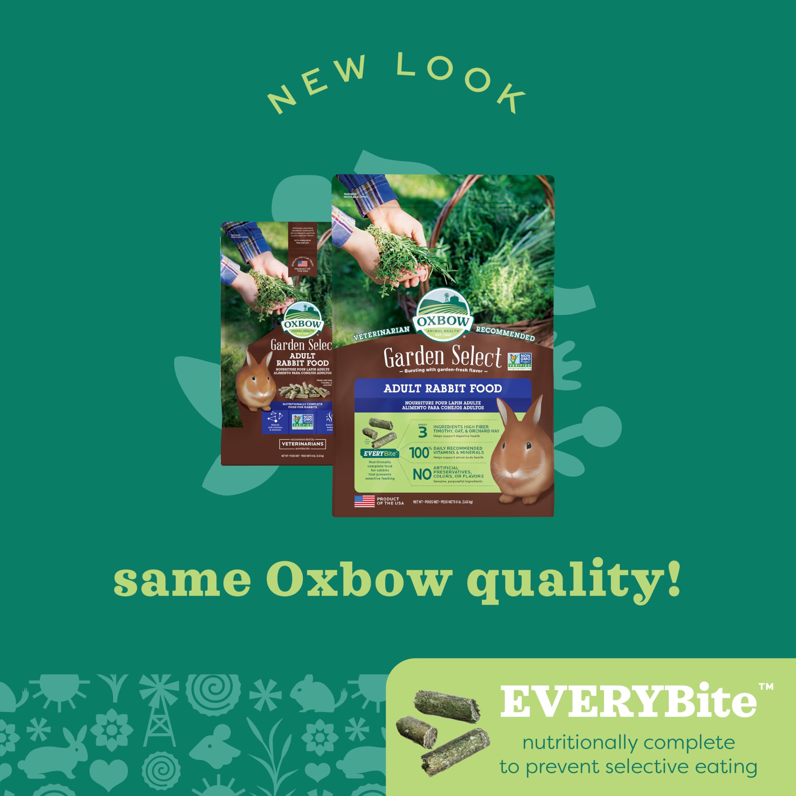 Oxbow Garden Select three-hay blend supports a garden-inspired diet.