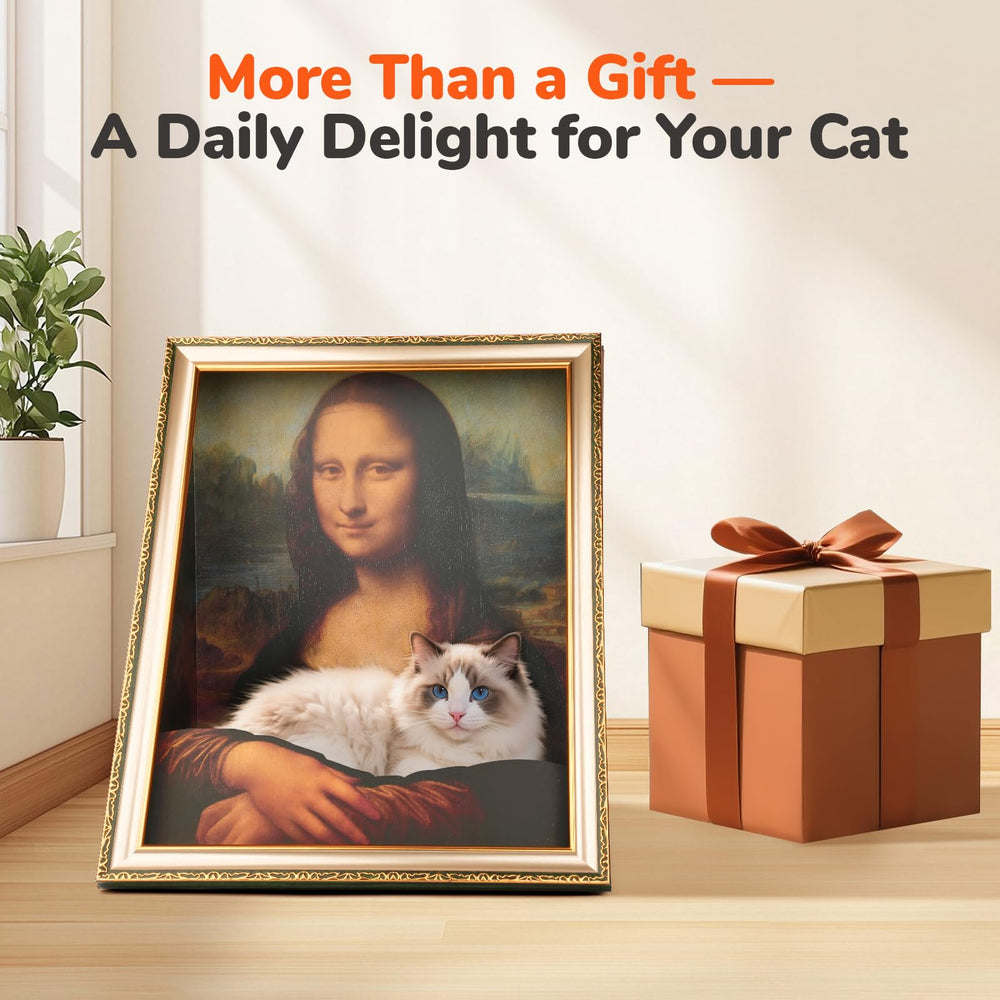 Oxfraki Mona Lisa cat bed ideal for photoshoots and lounging.