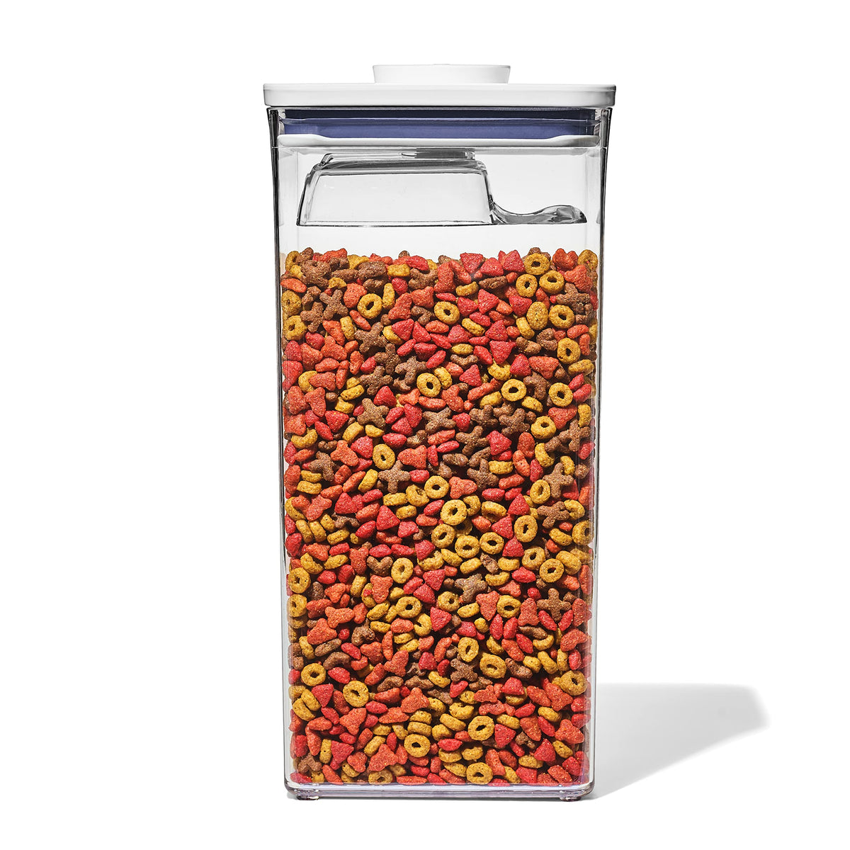 OXO Good Grips Pet POP 6qt keeps dog food neatly organized on the shelf.