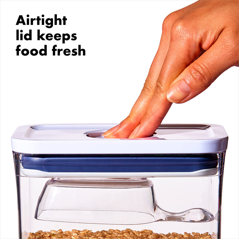 OXO Good Grips Pet POP Container holds 4 lbs of dog food securely.