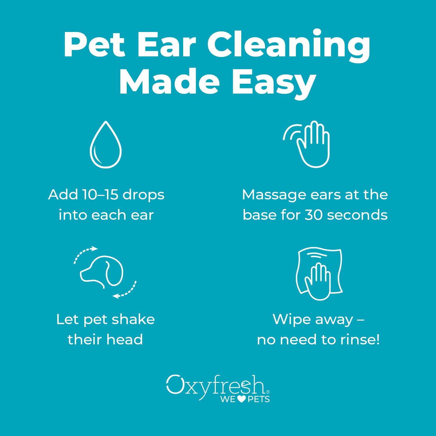 Oxyfresh Advanced Pet Ear Cleaner clean ear closeup demonstrates immediate cleansing potential