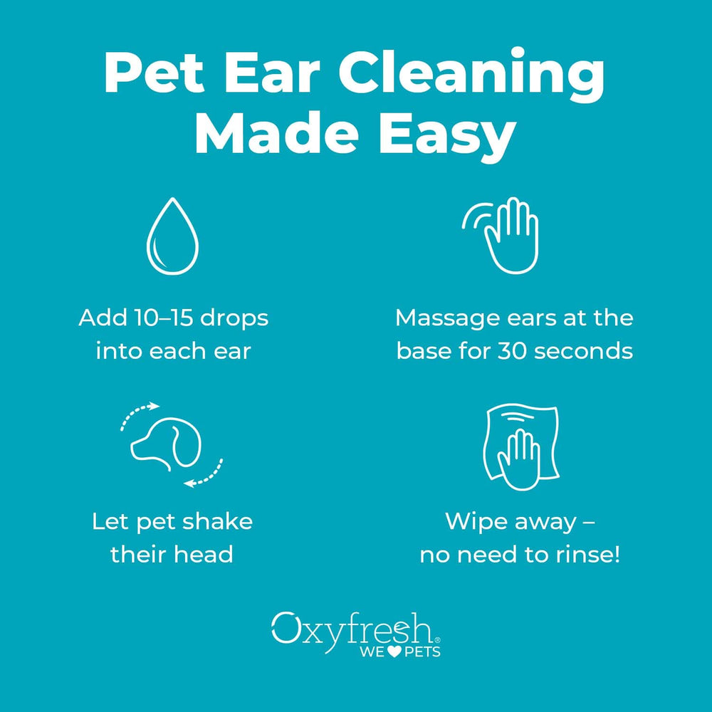 Oxyfresh Advanced Pet Ear Cleaner clean ear closeup demonstrates immediate cleansing potential
