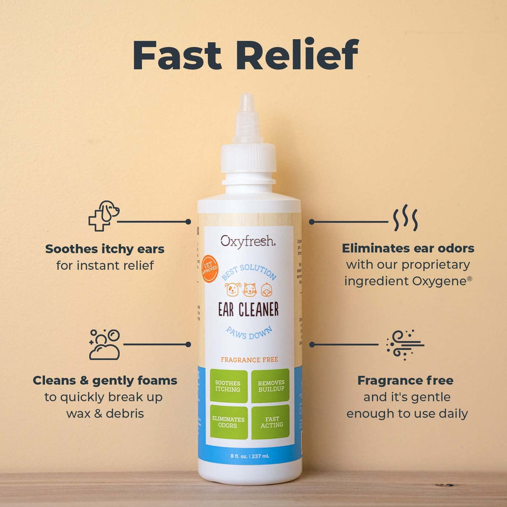 Oxyfresh Advanced Pet Ear Cleaner dispense cap demonstrates mess-free, precise application