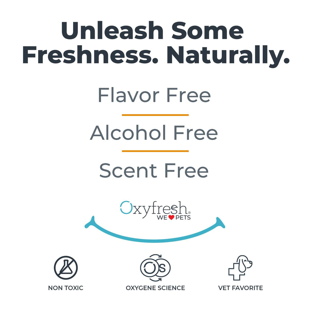 Oxyfresh packaging and branding focused on pet dental care.
