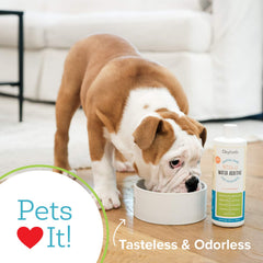 Oxyfresh Pet Dental Water Additive pour action ready to mix into a water bowl