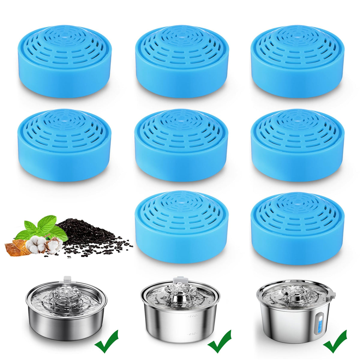 OYES cat fountain filter demonstrates 2L round compatibility for clean water.