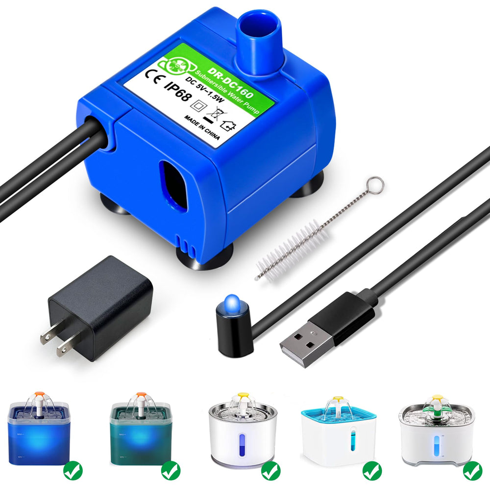 OYES Cat Water Fountain Pump with LED for quiet operation and indicator