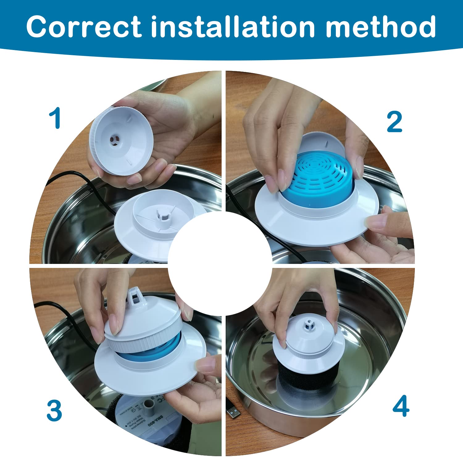 Close-up shows clear water flow and reduced odor in a home setup.